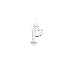 Pendant with initial letter P in uppercase in 18k white gold