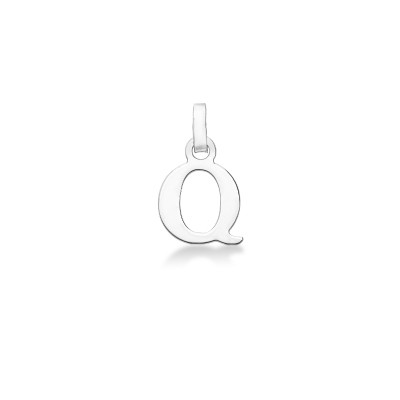 Pendant with initial letter Q uppercase in 18k white gold
