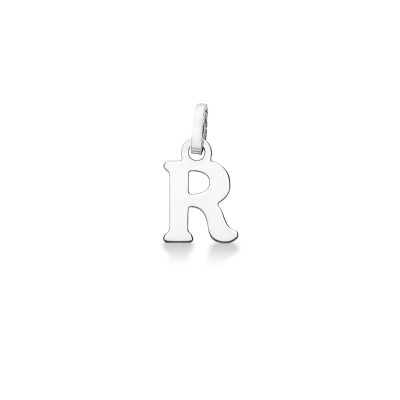 Pendant with initial letter R uppercase 18k white gold
