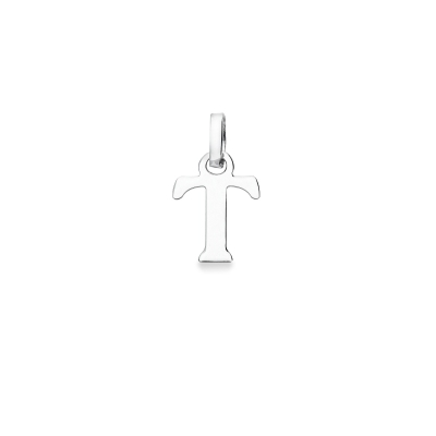 Pendant with initial letter in T capital letters in 18k white gold