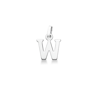 Pendant with initial letter W uppercase in 18k white gold