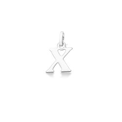 Pendant with initial letter X capital letters in 18k white gold