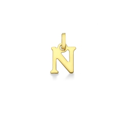Pendant with initial letter N in uppercase in 18k yellow gold