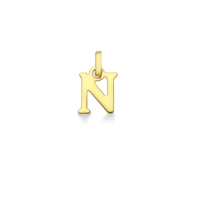 Pendant with initial letter N in uppercase in 18k yellow gold
