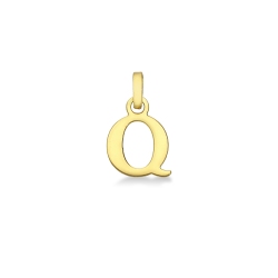 Pendant with initial letter Q in uppercase in 18k yellow gold