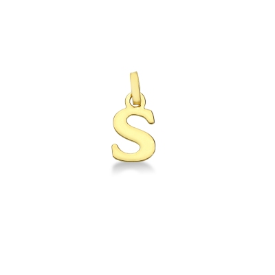 Pendant with initial letter S in uppercase in 18k yellow gold