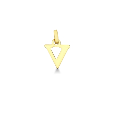 Pendant with initial letter V in uppercase in 18k yellow gold