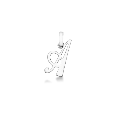 Pendant with initial letter A in italic in 18k white gold