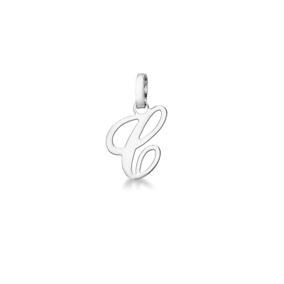 Pendant with initial letter C in italic in 18k white gold