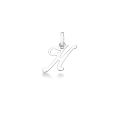 Pendant with initial letter H in italic in 18k white gold