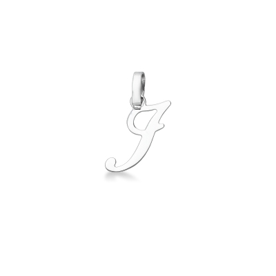 Pendant with initial letter I in italic in 18k white gold
