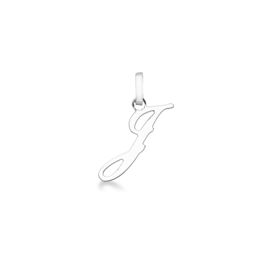 Pendant with initial letter J in italic in 18k white gold
