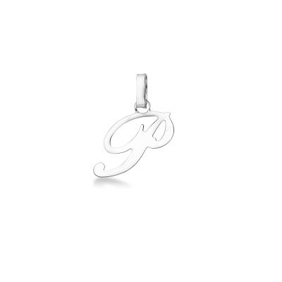 Pendant with initial letter P in italic in 18k white gold