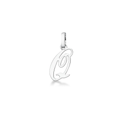 Pendant with initial letter Q in italic in 18k white gold