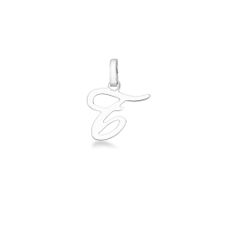 Pendant with initial letter T in italic in 18k white gold