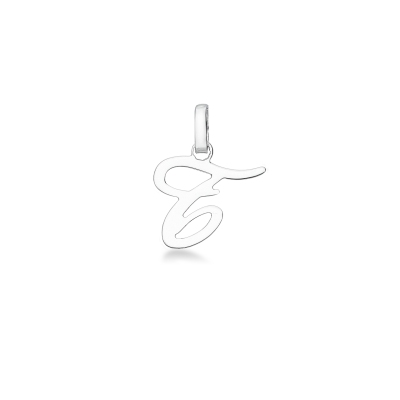 Pendant with initial letter T in italic in 18k white gold