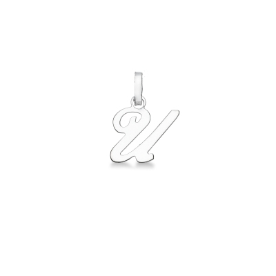 Pendant with initial letter U in italic in 18k white gold