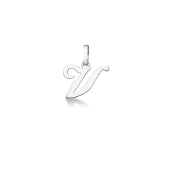 Pendant with initial letter V in italic in 18k white gold