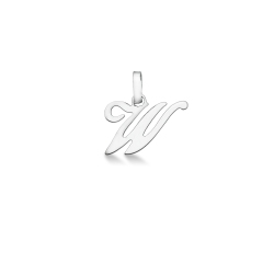 Pendant with initial letter W in italic in 18k white gold