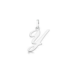 Pendant with initial letter Y in italic in 18k white gold