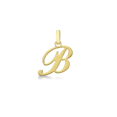 Pendant with initial letter B in italic in 18k yellow gold