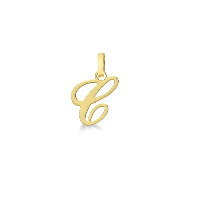 Pendant with initial letter C in italic in 18k yellow gold