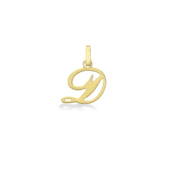 Pendant with initial letter D in italic in 18k yellow gold