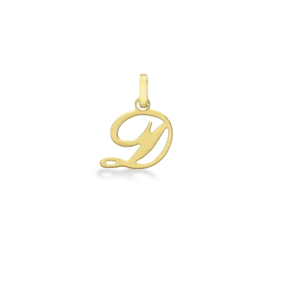 Pendant with initial letter D in italic in 18k yellow gold