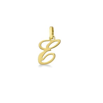 Pendant with initial letter E in italic in 18k yellow gold