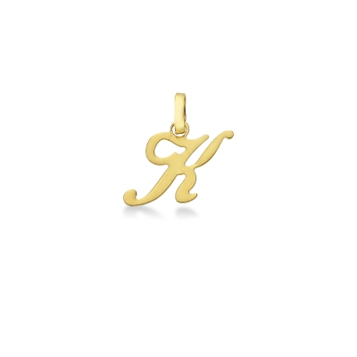 Pendant with initial letter K in italic in 18k yellow gold