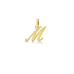 Pendant with initial letter M in italic in 18k yellow gold
