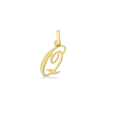 Pendant with initial letter Q in italic in 18k yellow gold