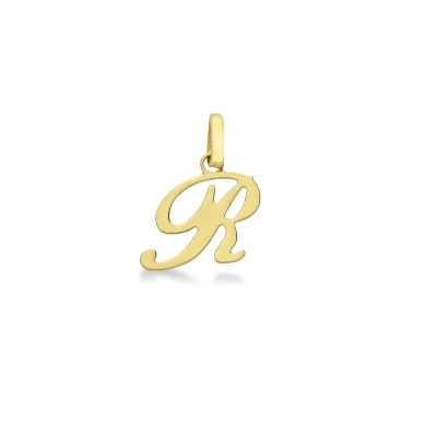 Pendant with initial letter R in italic in 18k yellow gold