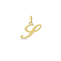 Pendant with initial letter S in italic in 18k yellow gold