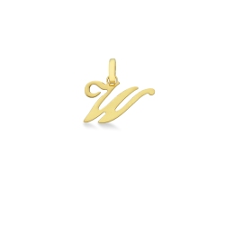 Pendant with initial letter W in italic in 18k yellow gold