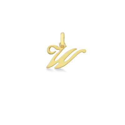 Pendant with initial letter W in italic in 18k yellow gold