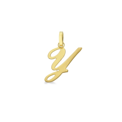 Pendant with initial letter Y in italic in 18k yellow gold