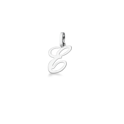 Pendant with initial letter E in italic in 18k white gold