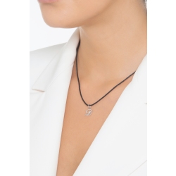 Pendant with initial letter D in italic in 18k white gold 2