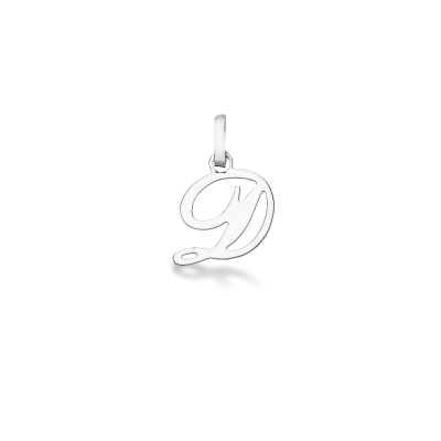 Pendant with initial letter D in italic in 18k white gold