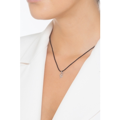 Pendant with initial letter G in italic in 18k white gold