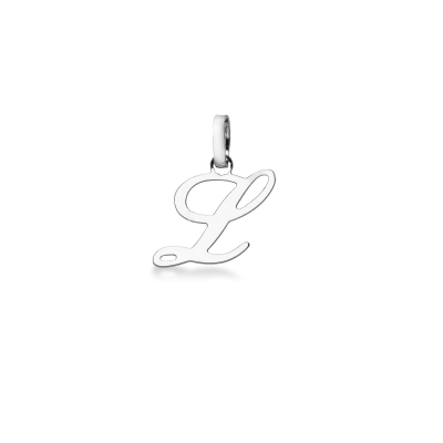 Pendant with initial letter L in italic in 18k white gold