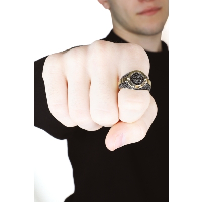 750 yellow gold black zircons ring