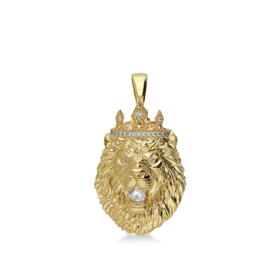 18k yellow gold lion pendant necklace