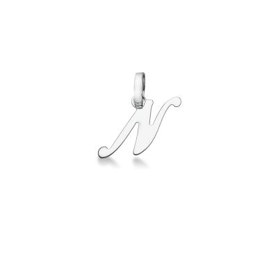Pendant with initial letter N in italic in 18k white gold