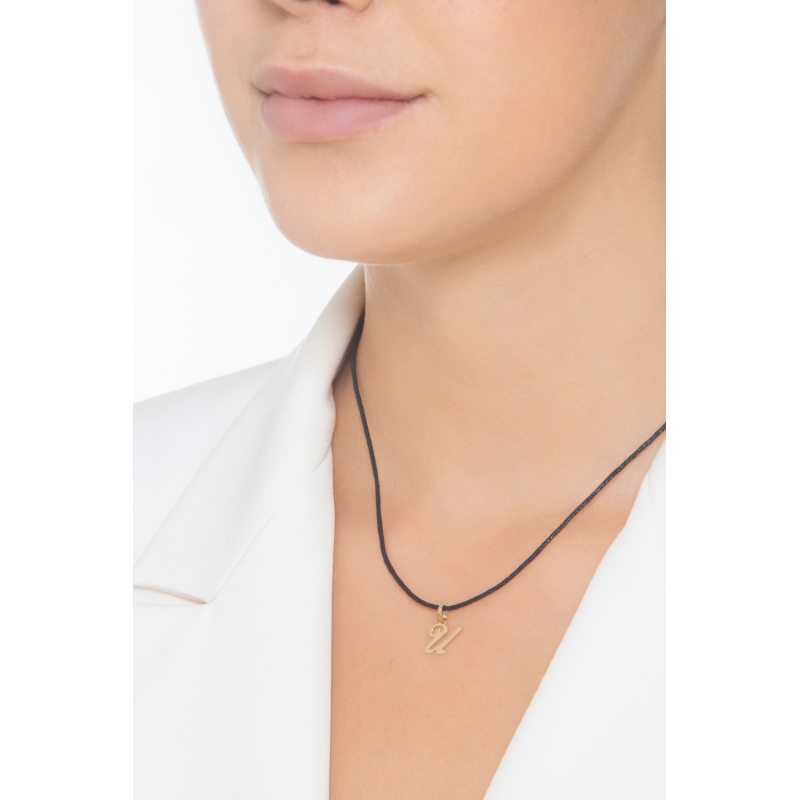 Pendant with initial letter U in italic in 18k yellow gold Pendant with initial letter U in italic in 18k yellow gold