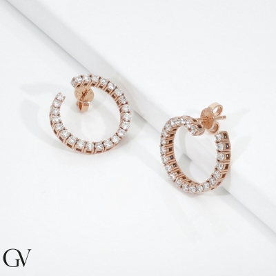 18k rose gold hoop earrings with diamonds