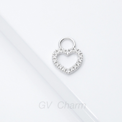 Heart charm in white gold 750 with diamonds