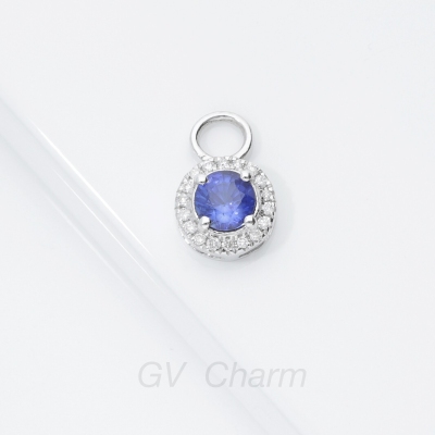 Charm in white gold 18k with blue sapphire and diamonds