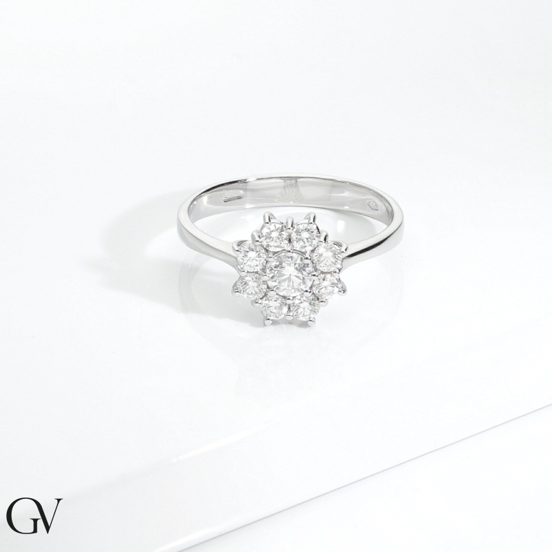 18k white gold flower halo ring with diamonds 18k white gold flower halo ring with diamonds